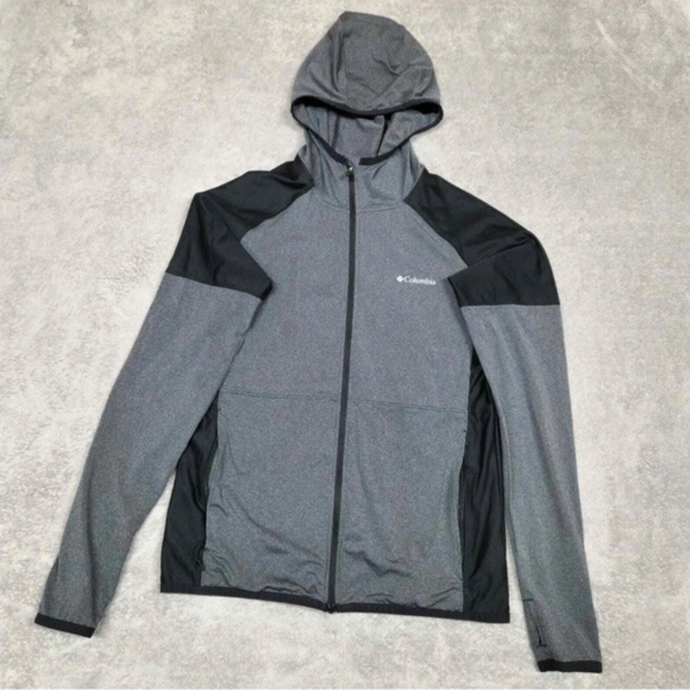 Columbia Womens Full Zip Hoodie Omni Wick Shade Black Gray Size M
